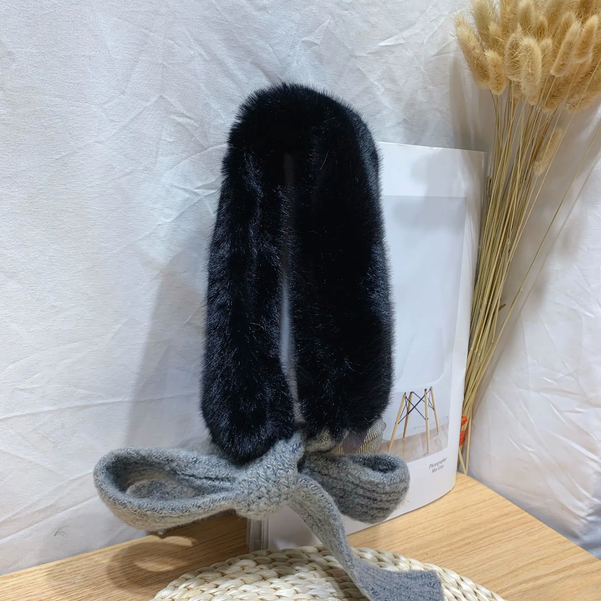 2019 зимний детский однотонный пушистый шарф из меха кролика с лентами для малышей