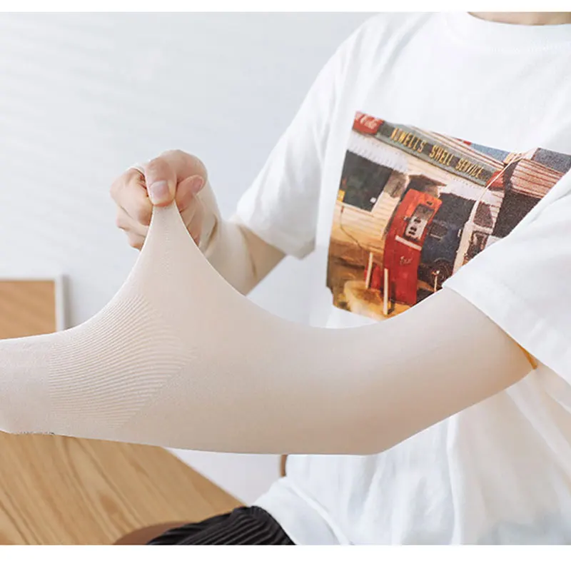 

Summer thin sunscreen men and women with the same solid color outdoor riding driving arm protection seamless ice silk sleeve
