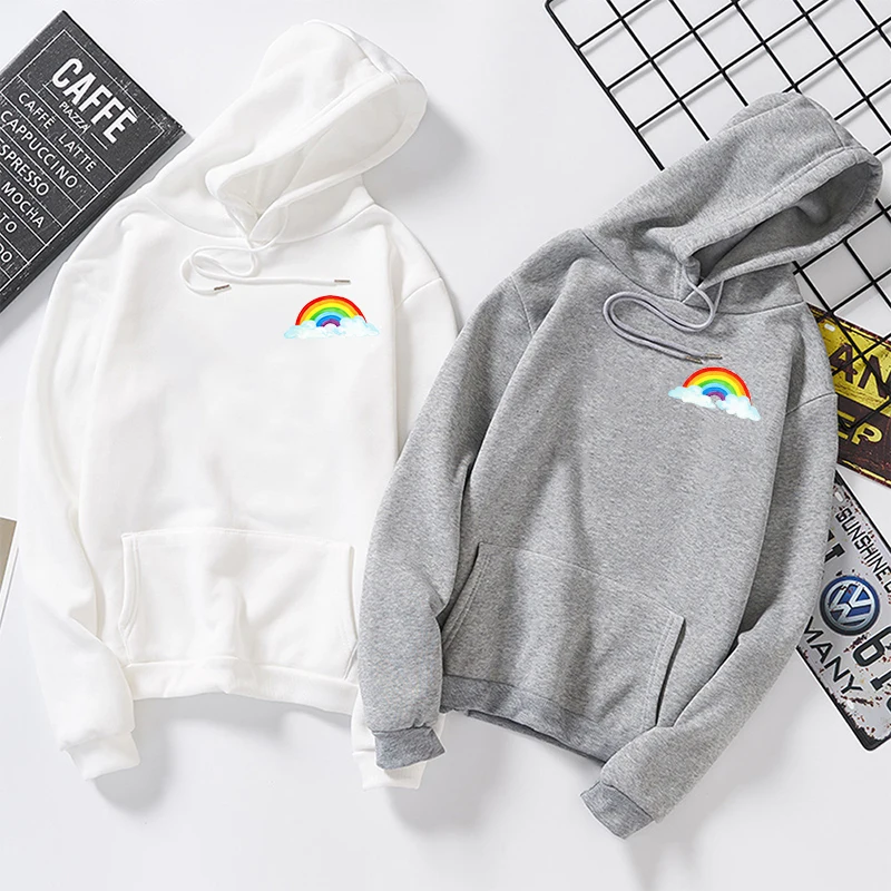 Женский свитшот с длинным рукавом повседневный Свободный пуловер радужной