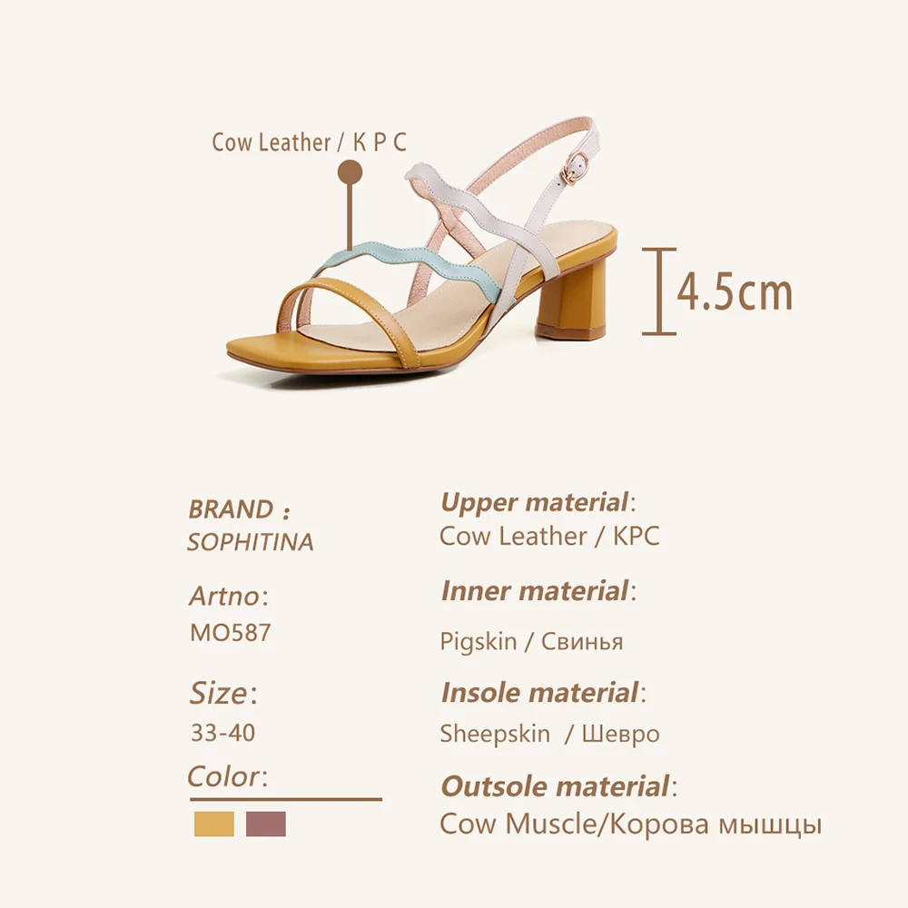 

SOPHITINA Fashion Sandals Women Square Open Toe Slip on Mid Heel Jelly Slides With Ankle Straps Ladies Summer Dress Shoes MO588