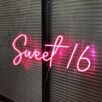 sweet 16 custom led neon sign wall decor for sweet girls birthday party home bedroom bar christmas background decoration light