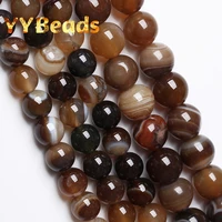 natural coffee color stripes agates beads 4 6 8 10 12mm round loose charm beads for jewelry making diy women bracelets ear studs