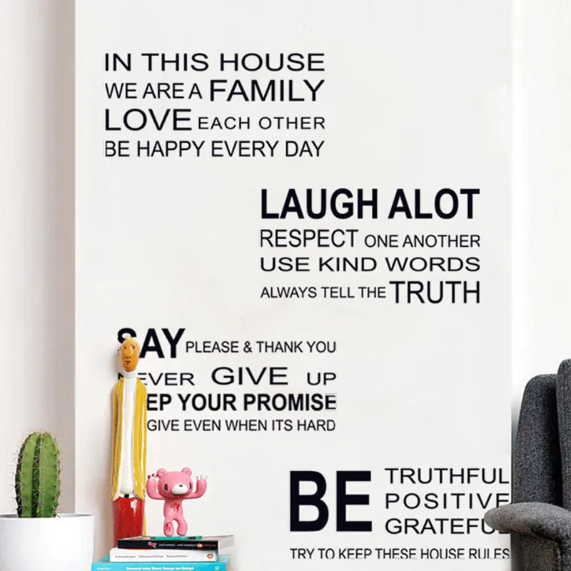 

In This House We Are Real Home Decal Family Vinyl Wall Sticker Quotes Lettering Words Living Room Backdrop Decorative Decor