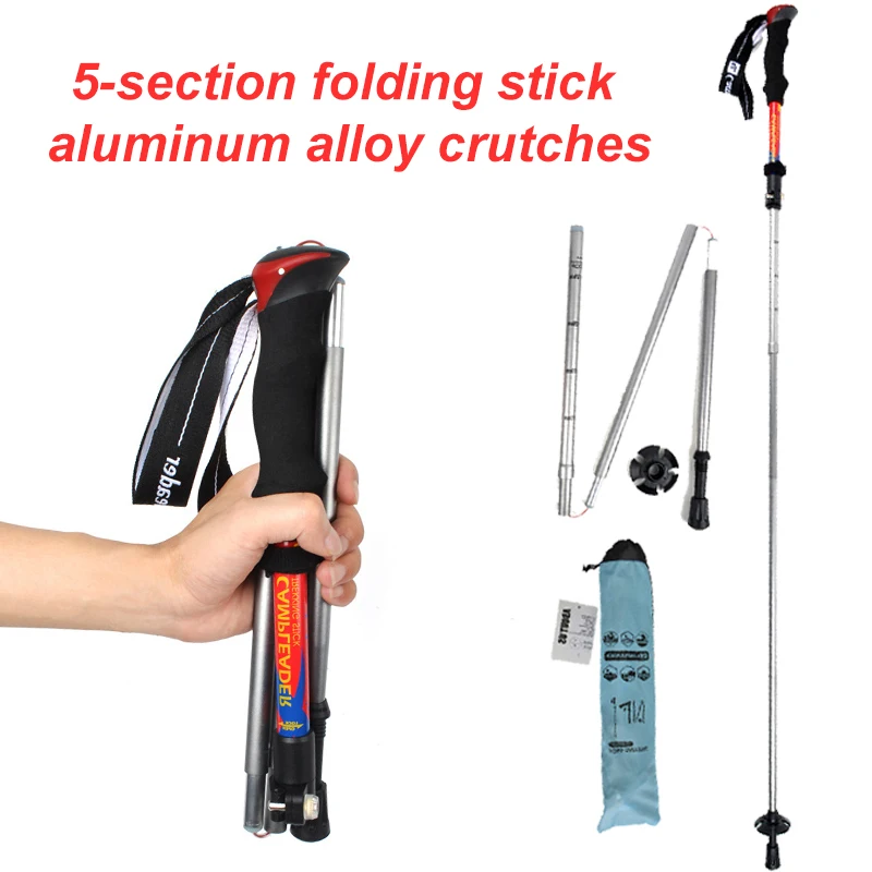 

5-Section Fold Trekking Poles Camping Portable Walking Hiking Stick For Older Person Telescopic Walking Easy Put Into Bag