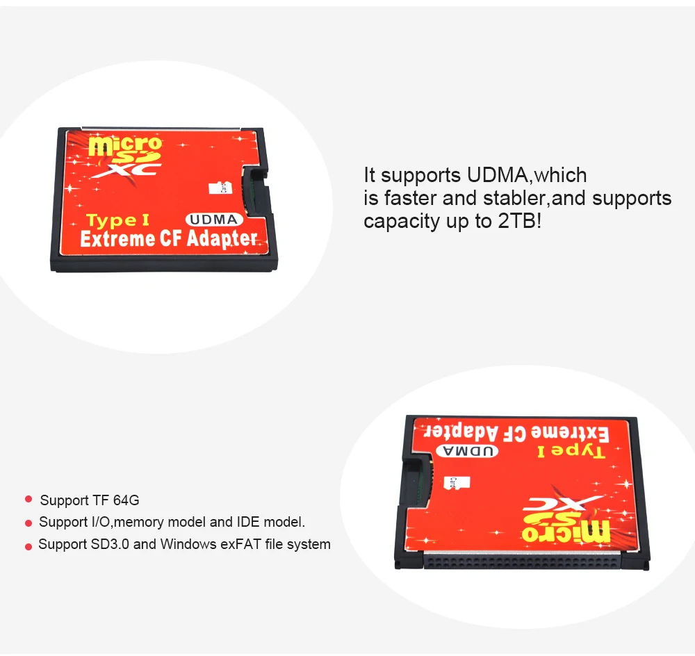 Оригинальный адаптер TISHRIC Micro SD TF в CF устройство для чтения карт памяти MicroSD SDHC SDXC