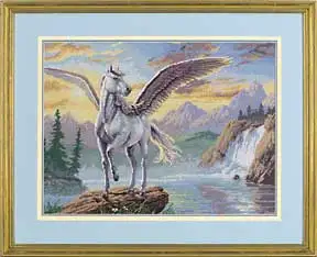 

Higher quality cotton threads Beautiful Counted Cross Stitch Kit Enchanting Pegasus White Flying Horse dim 35023