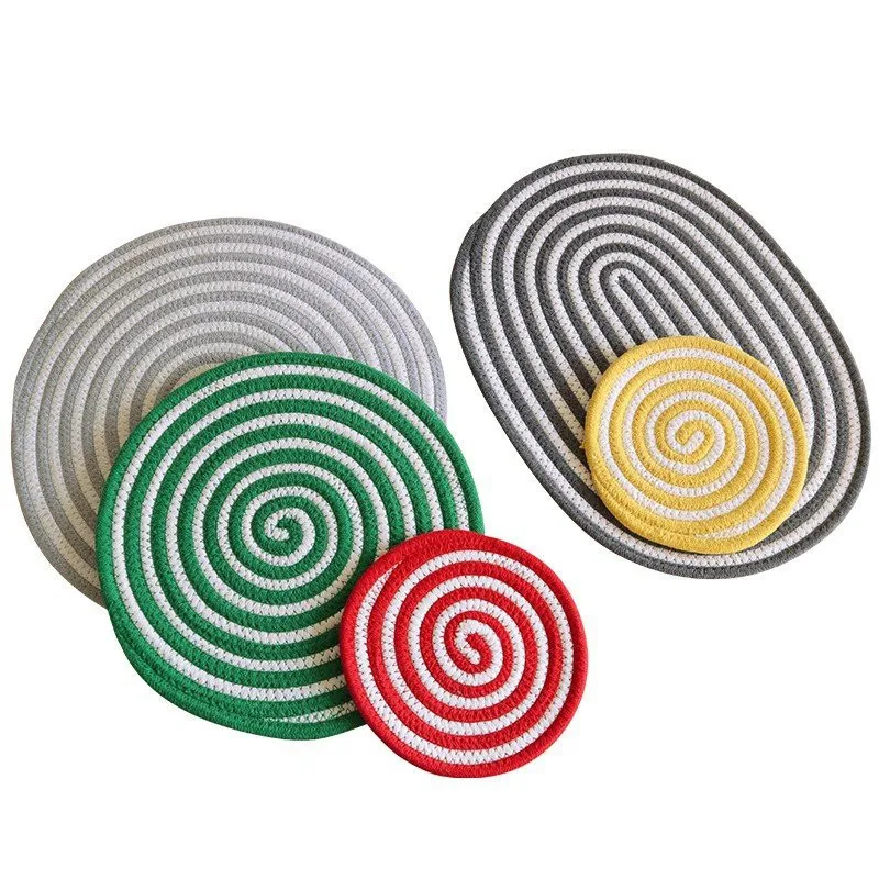 

1Pc Round Cotton Rope Placemat Cup Coaster Bowl Pad Handmade Dining Table Mat Kitchen Utensils