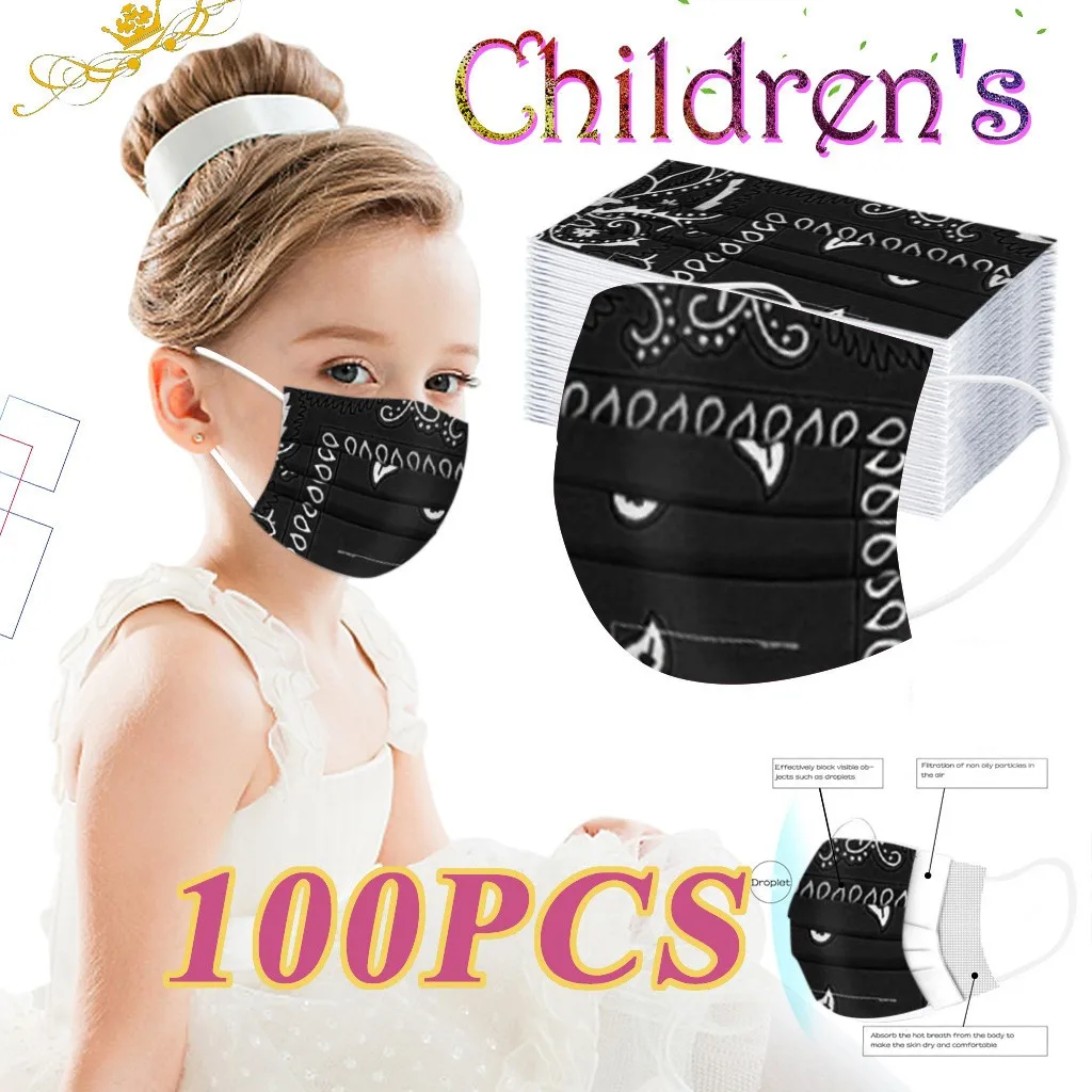 100 шт. маска для взрослых защита принт Удобная мягкая детская маски одноразовые