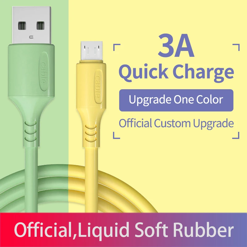 

3A Liquid Micro USB Cable Silicone Fast Charging Data Cable for Xiaomi Samsung Sony HTC LG Android Quick Charger Soft Cord Wire