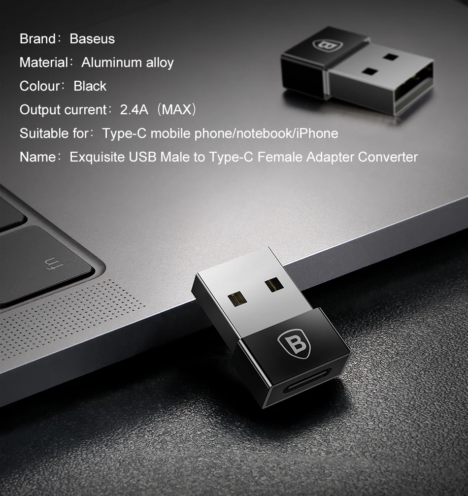 Адаптер Baseus USB на usb type C OTG USB-C конвертер type-c адаптер для samsung S10 Xiaomi Mi 9t Oneplus 7 6t USB OTG разъем