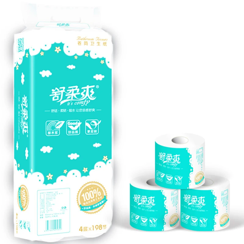 10 рулонов/шт рулонная бумага для туалетной бумаги 4 слоя салфетки полотенца