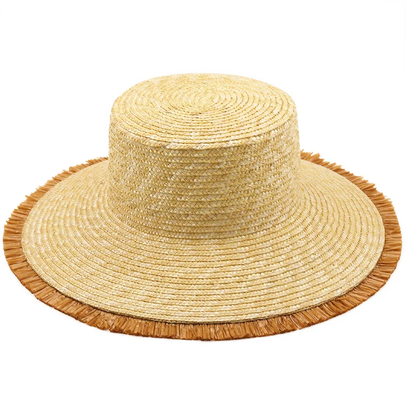 Cappello di paglia di grano con frange classico per ragazza cappello Jazz a tesa larga grande cappello da sole da donna da spiaggia cappello da vacanza berretto estivo Kuntucky Derby
