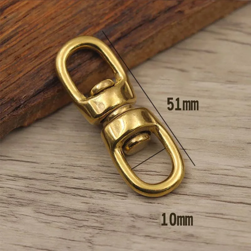 51X10mm Meetee 2/5 шт. твердая латунь вращение двойное D поворотное кольцо цепи цепочка для ключей бумажник разъем металлической пряжкой карабин DIY Кожа Craft - Цвет: 51X10mm