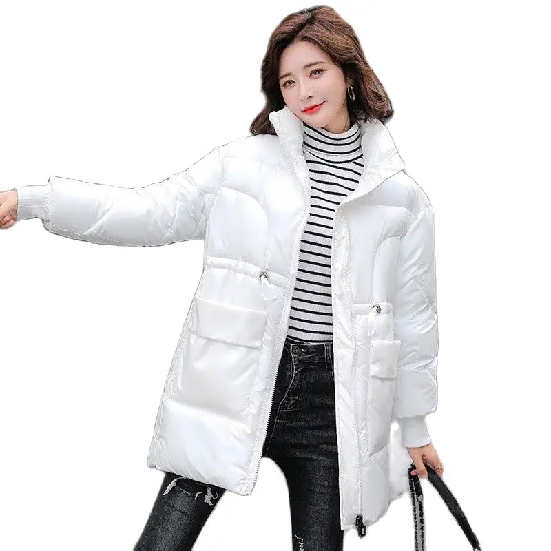 2021 New Winter Women's Oversize Jacket Loose Stand Collar Bubble Coat Large Size Cotton Warm Parka Women Glossy Zipper Jacket