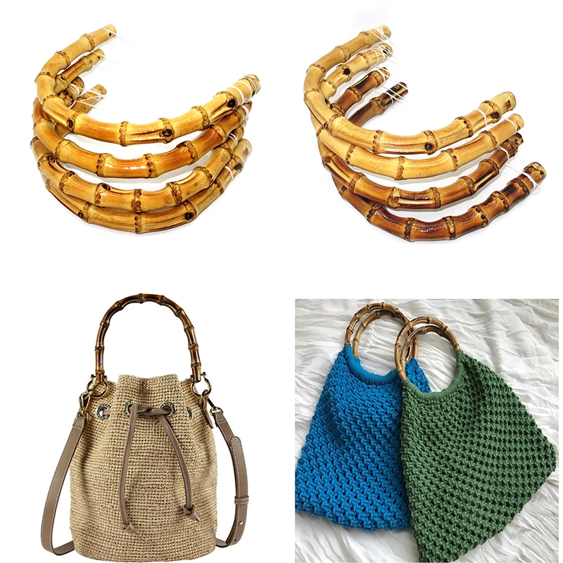 1PC Nature Bamboo Bag Handle for Handcrafted Handbag DIY Bags Accessories D shape Bamboo Circle Handle Fashion Handcrafted