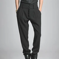 mens trousers autumn winter fashion high waist slim trousers mens casual harem trousers large size black stage wear