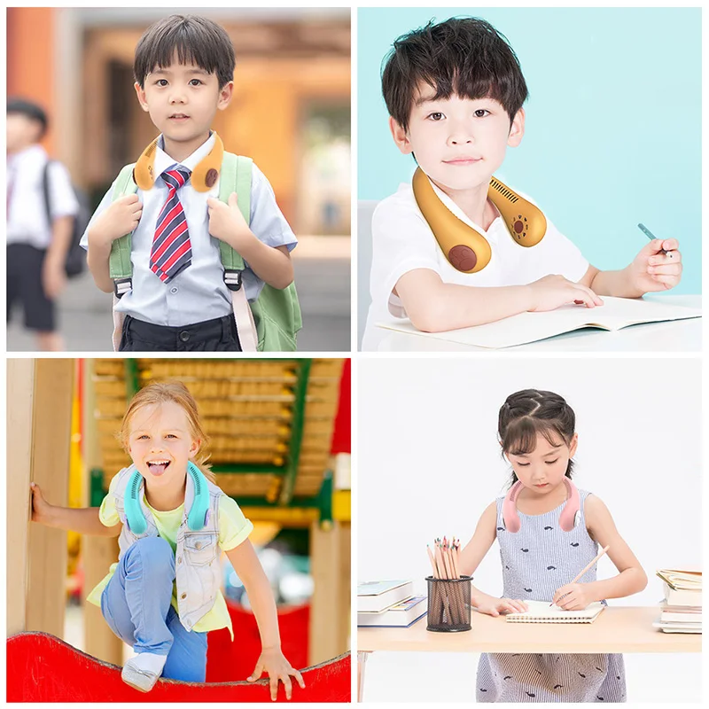 

Children neck fan portable leafless fan air cooler refrigeration mini wearable neckband fan rechargeable leafless ceiling fan