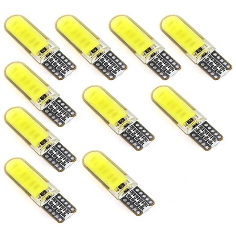 

10 шт., автомобильные светодиодсветодиодный лампы T10 W5W COB