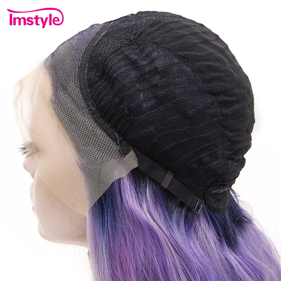 

Imstyle Ombre Purple Wig Long Synthetic Lace Front Wig Heat Resistant Fiber Dark Root Deep Wave Cosplay Wigs For Women