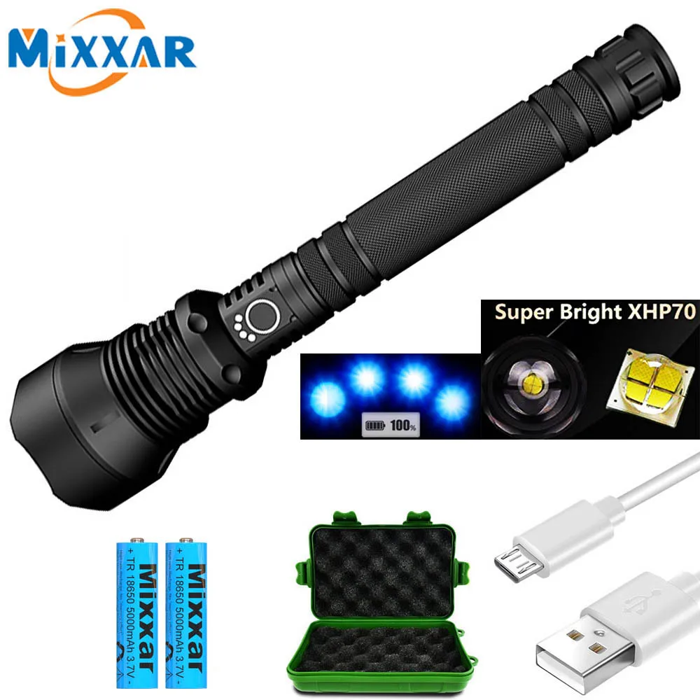 Светодиодный фонарик ZK20 XHP70.2 перезаряжаемый с USB мощный и яркий зум светильник XHP50