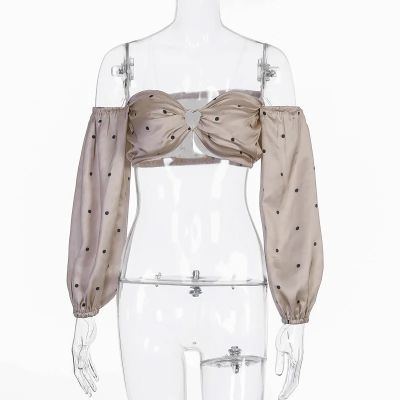 Сексуальный женский элегантный укороченный топ с открытыми плечами и длинными