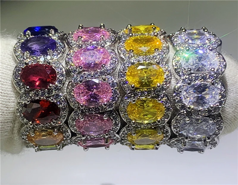 Роскошное кольцо из стерлингового серебра 925 пробы с цирконием в форме багета для