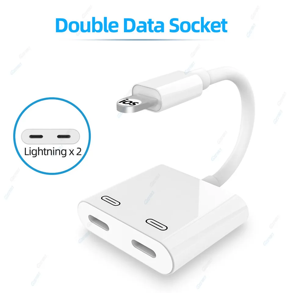 2in1 Dual Jack Charge Audio Adapter For Lightning to Headphone Splitter Audio Converter Cable Support Music/Phone Call/Charging