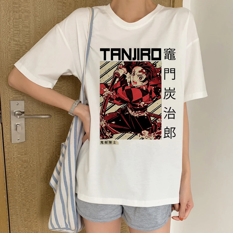 Женская футболка с принтом Demon Slayer Kimetsu No Yaiba летняя большого размера в японском