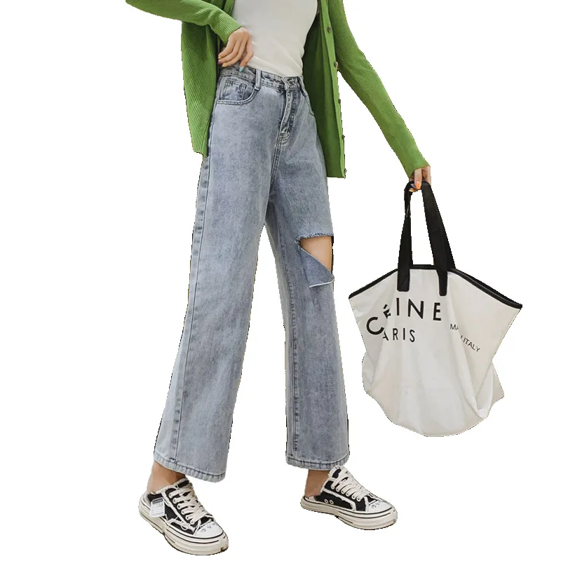 Хлопковые осенние красные брюки в Корейском стиле сеточку с широкими штанинами