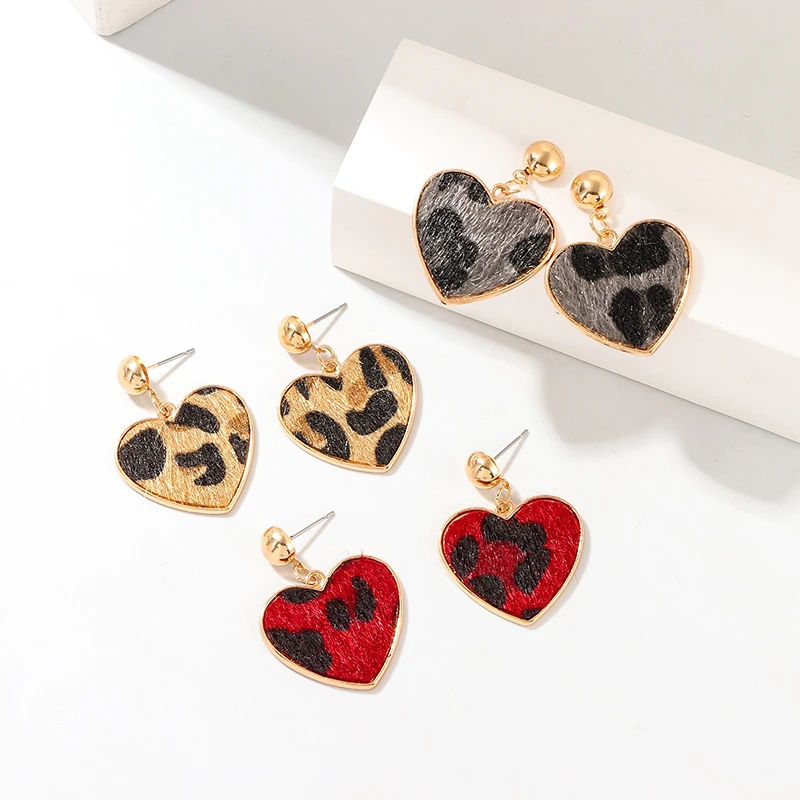 DoreenBeads Модные осенние и зимние маленькие любовь Персиковое сердце Леопард