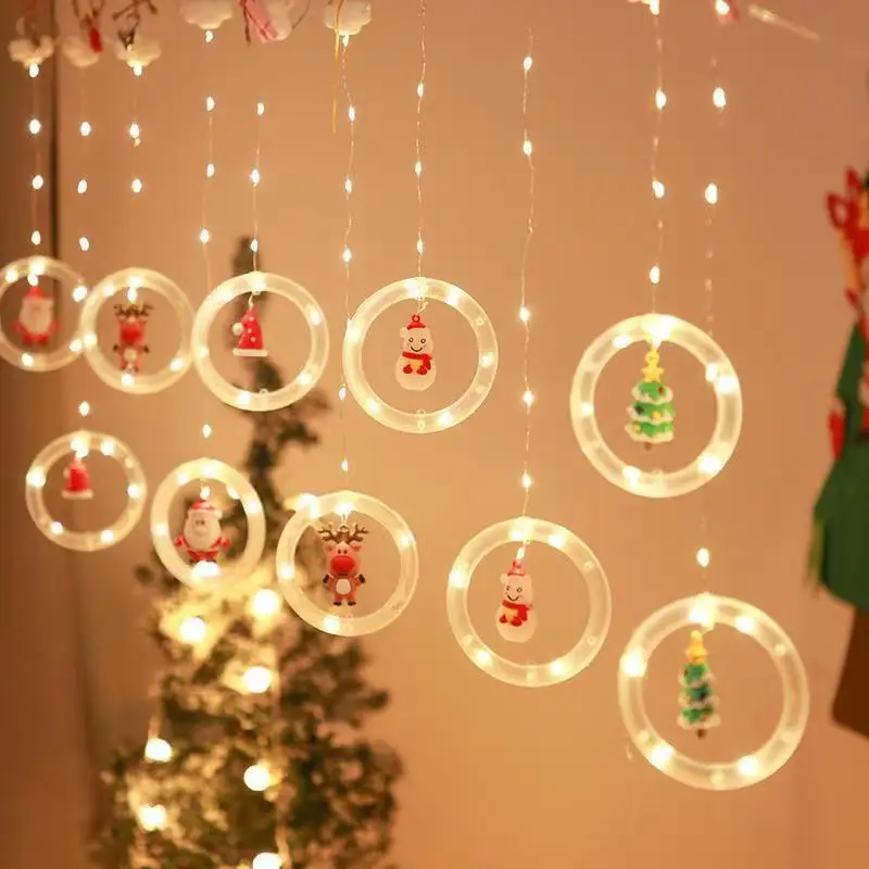 

3 M New Year Christmas Lights String Of Santa Claus Cartoon Modelling Curtain Lights LED Lights The Room Window Decoration