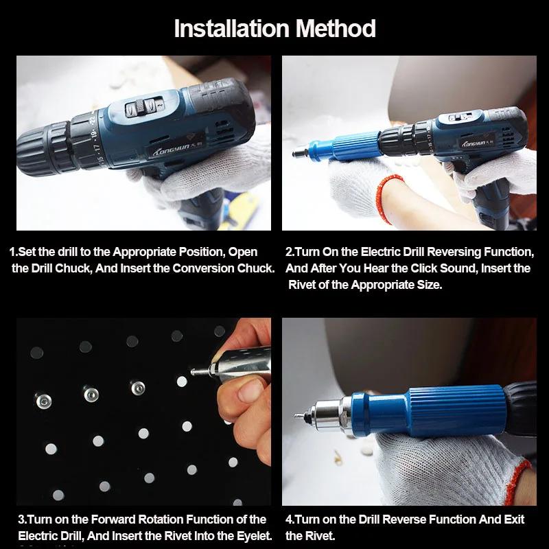 

Electric Rivet Nut Gun Riveting Tool Cordless Riveting Drill Adaptor Insert Nut Tool Riveting Drill Adapter