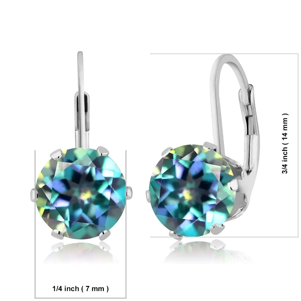 GemStoneKing 4.00Ct Round Millennium Blue Mystic Topaz Drop Earrings Solid 925 Sterling Silver Gemstone Fine Jewelry For Women | Украшения