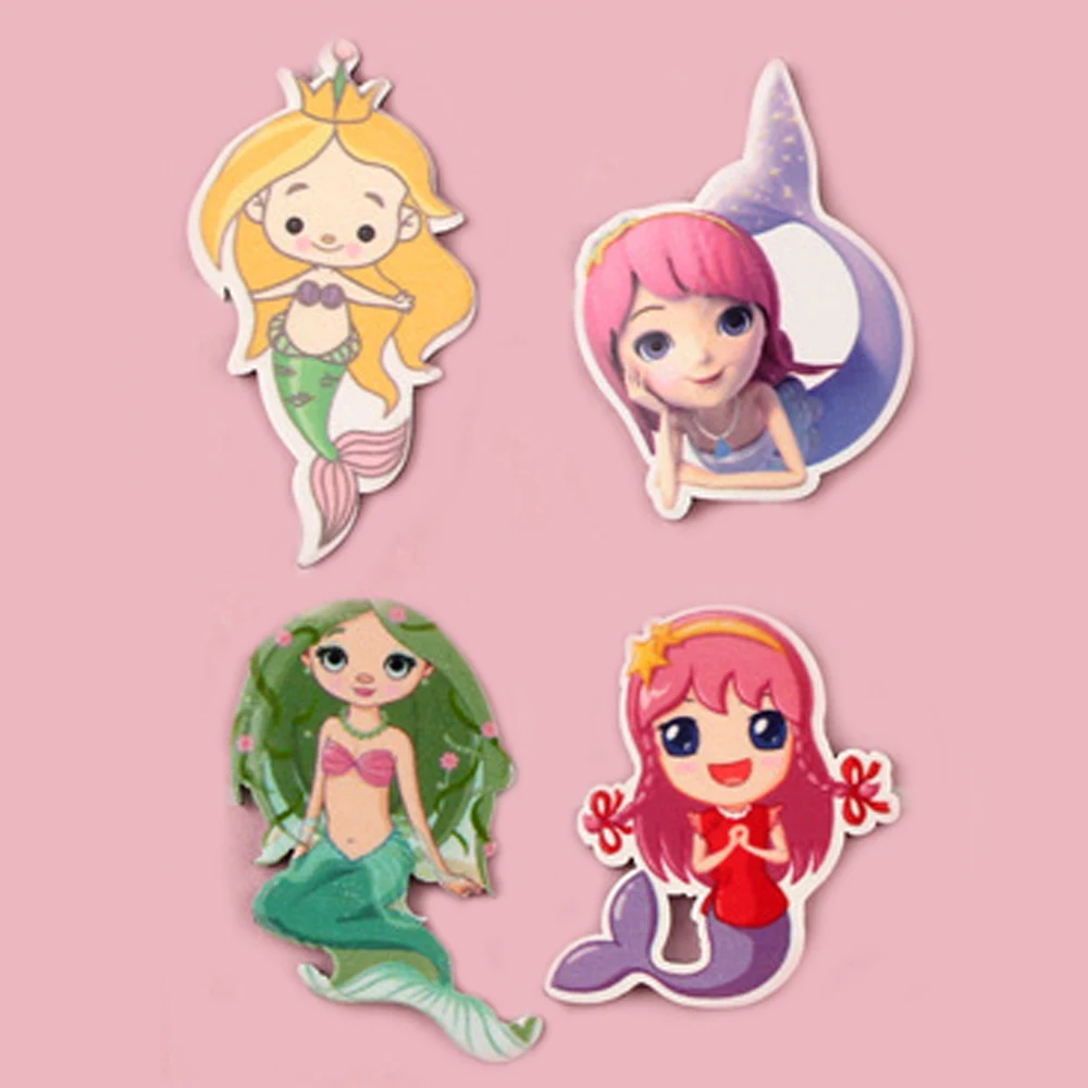 50 шт. 4 стиля Милая мультяшная Русалка Маленькая девочка принцесса плоская