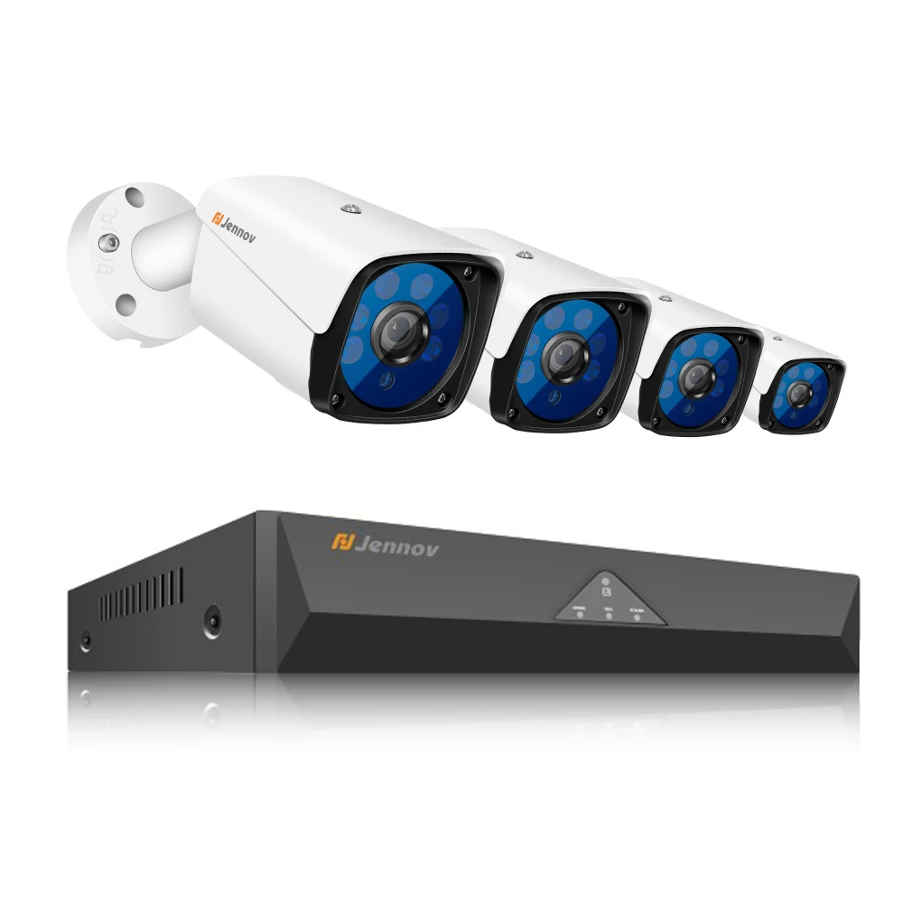 Jennov 5MP 4CH CCTV камера Scurity система Комплект IP Видеонаблюдение наружный видео мониторинг DVR AHD камера Удаленный просмотр P2P HD - Цвет: Белый
