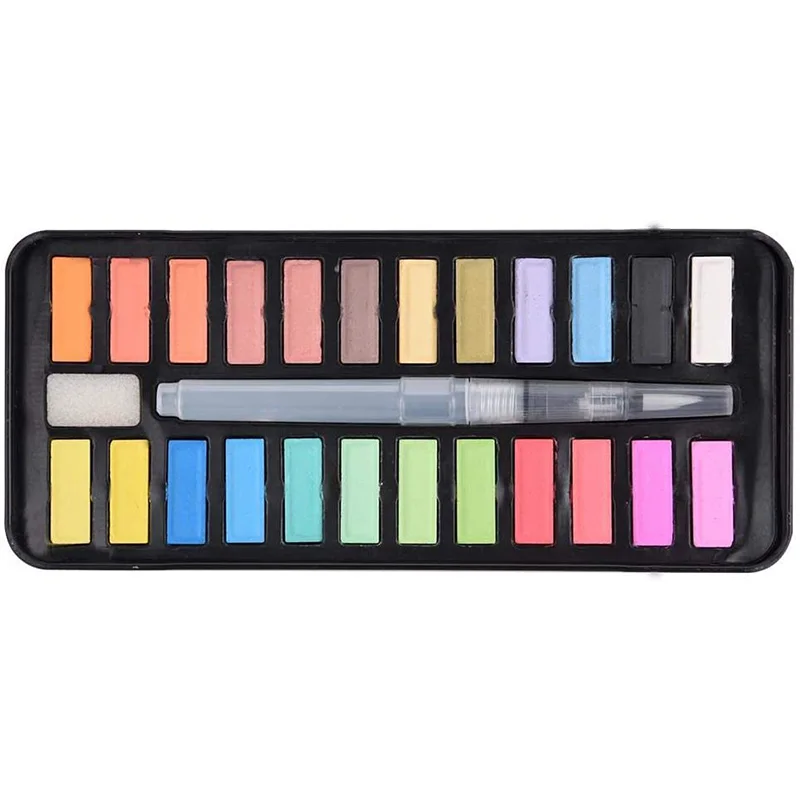 

Watercolor Paint Set, Portable Soluble Pigment Drawing Painting Brush Watercolor Paint (24Color)