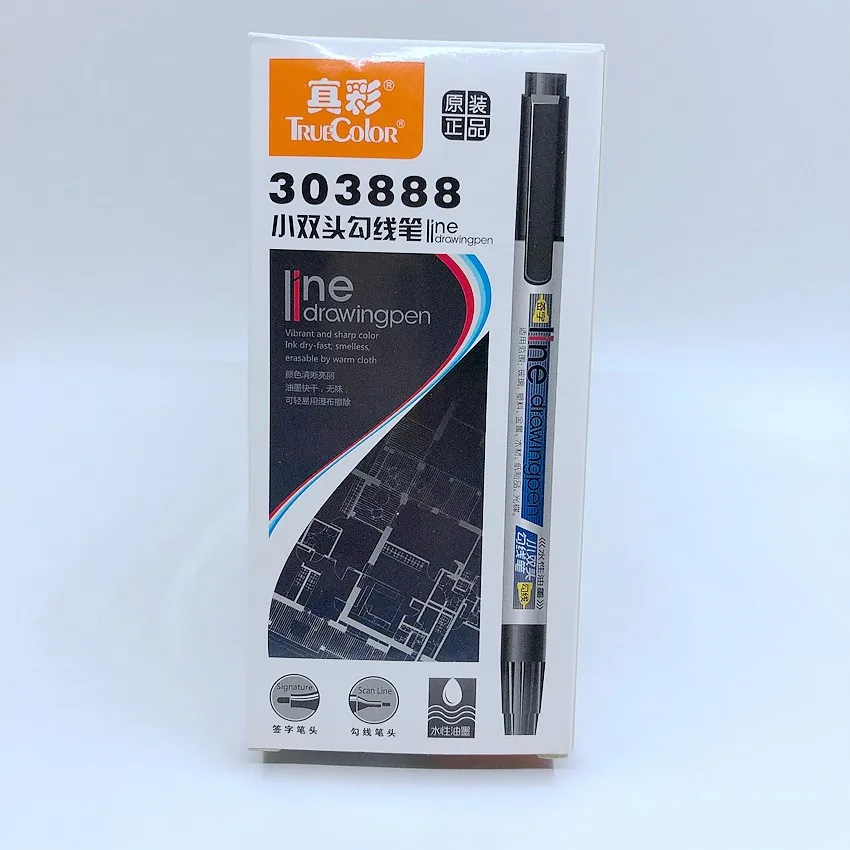 

(12 Pieces/Lot) TrueColor Art School Stationery Scan Line Drawing Pen For Sketch Double Line Markers Signature Pens 303888