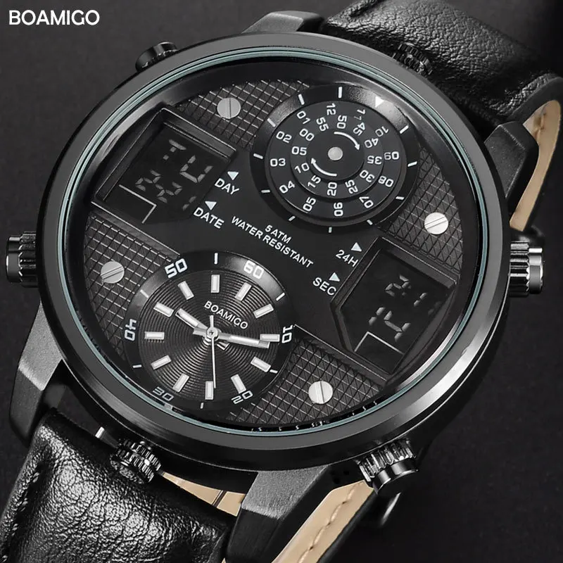 

New Men's Watch Men's Sports Watch Three Time Zone Electronic Quartz Watch Belt Men's Watch