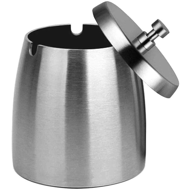 

Outdoor Ashtray with Lid for Cigarettes,Stainless Steel Windproof/Rainproof Ashtray for Outside Home Table (XL)