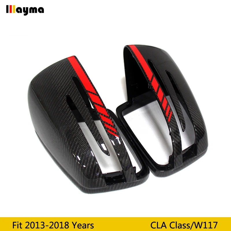 

W117 Carbon Fiber replac Mirror cover For Benz CLA CLA180 CLA200 ClA220 CLA250 2013-2018 For AMG red line style rear mirror cap