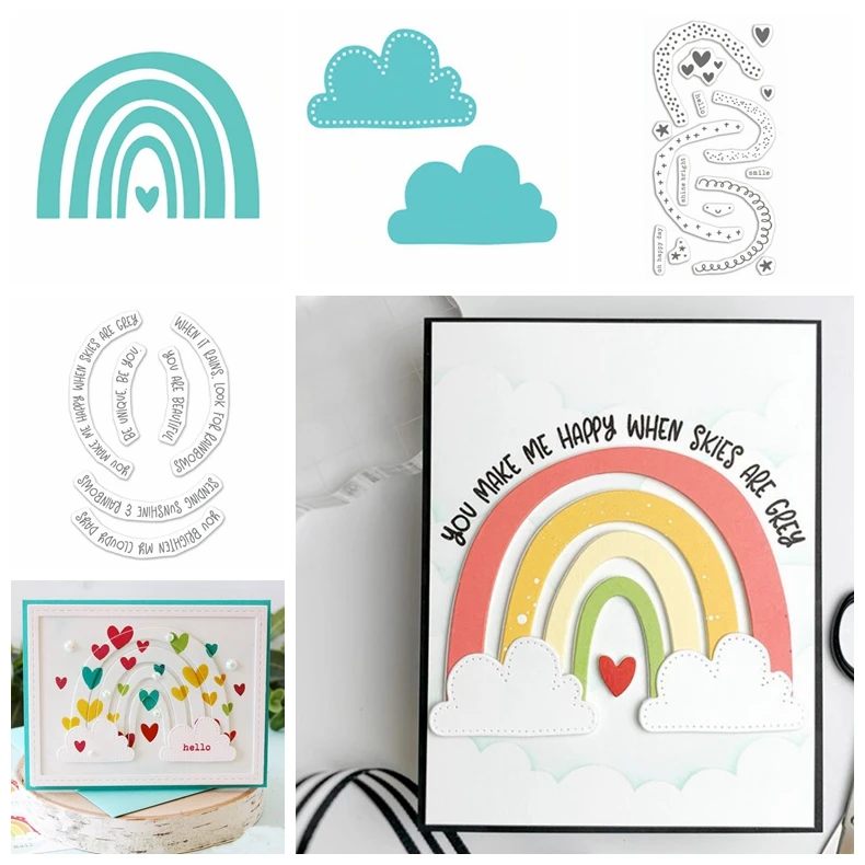 Облако многослойное Радуга фразы прозрачные наклейки и Трафаретный вырубной