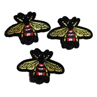 gold small bee patch embroidered little insect clothing sticker applique