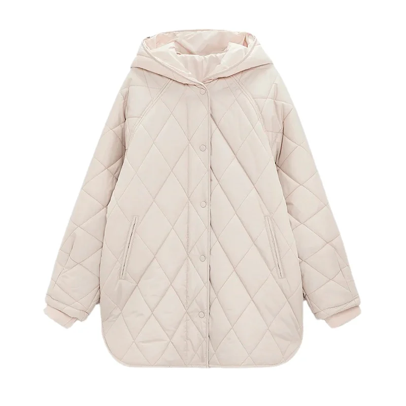 

Женская винтажная клетчатая парка с капюшоном, Повседневная Свободная длинная хлопковая куртка большого размера с карманами для зимы, 2021