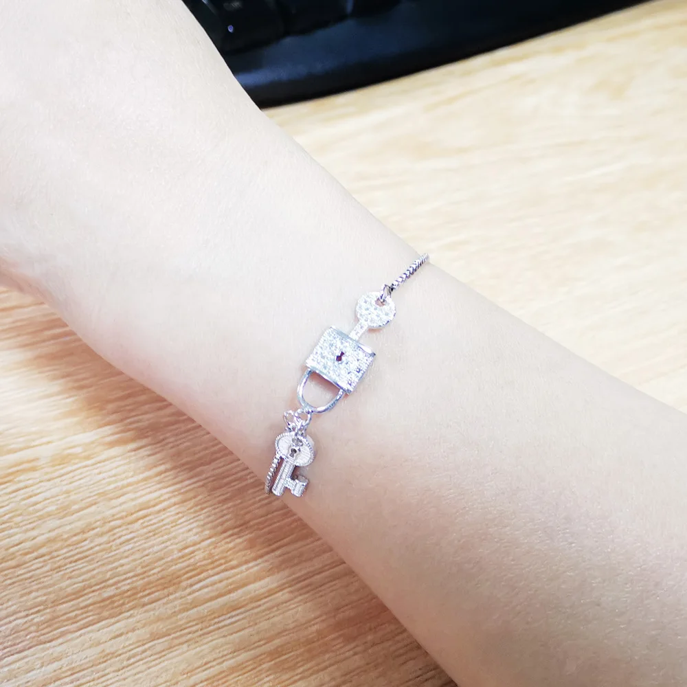 Модное изделие 24k Gold Цвет браслеты ключ замок браслет для женщин Femme