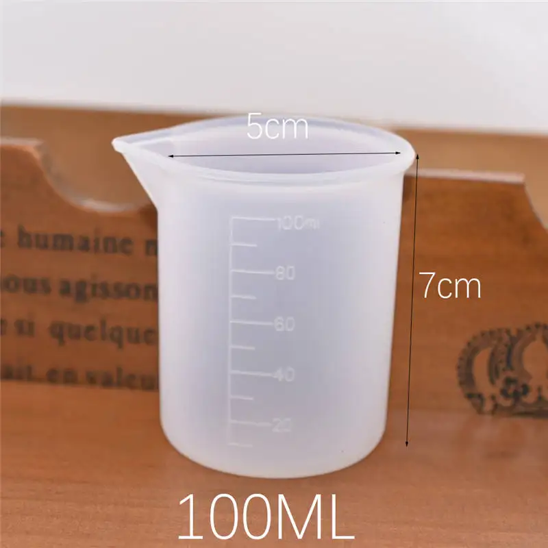 Measuring cup 100ml SNASAN, 1 силиконовая мерная чашка, разделенная чашка, силиконовая форма, ручная работа, сделай сам, инструмент для изготовления ювелирных изделий, чашка из эпоксидной смолы, 100 мл - Цвет: Measuring cup 100ml