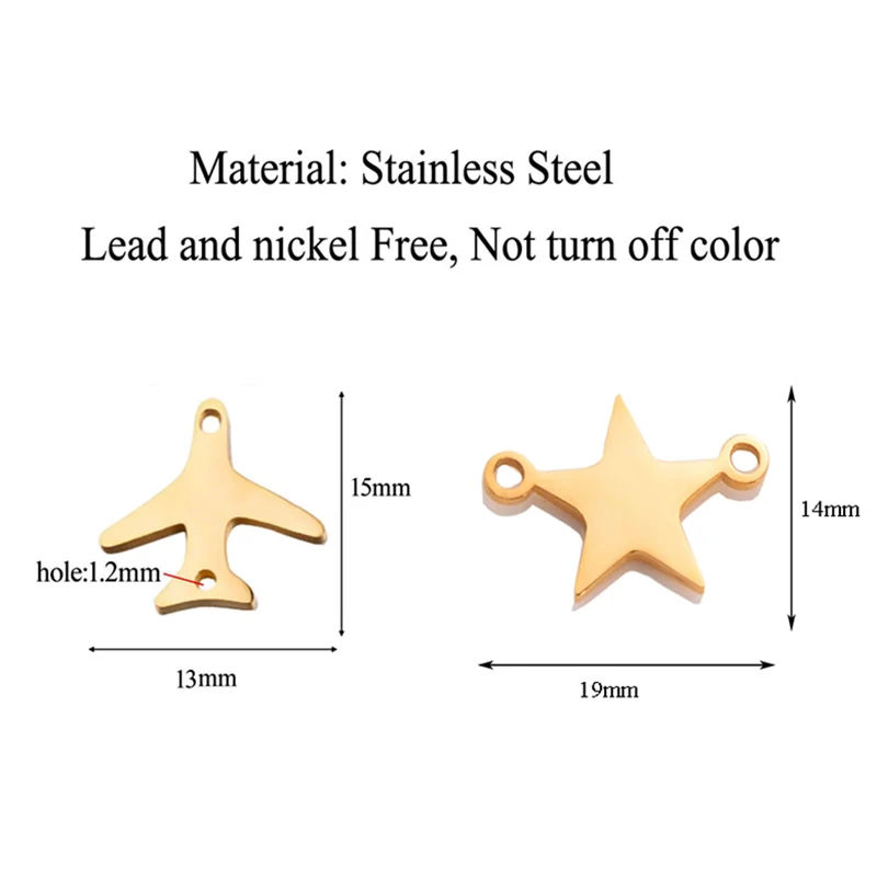 Соединитель для самолета/звезды из нержавеющей стали с двумя отверстиями 5 шт. |