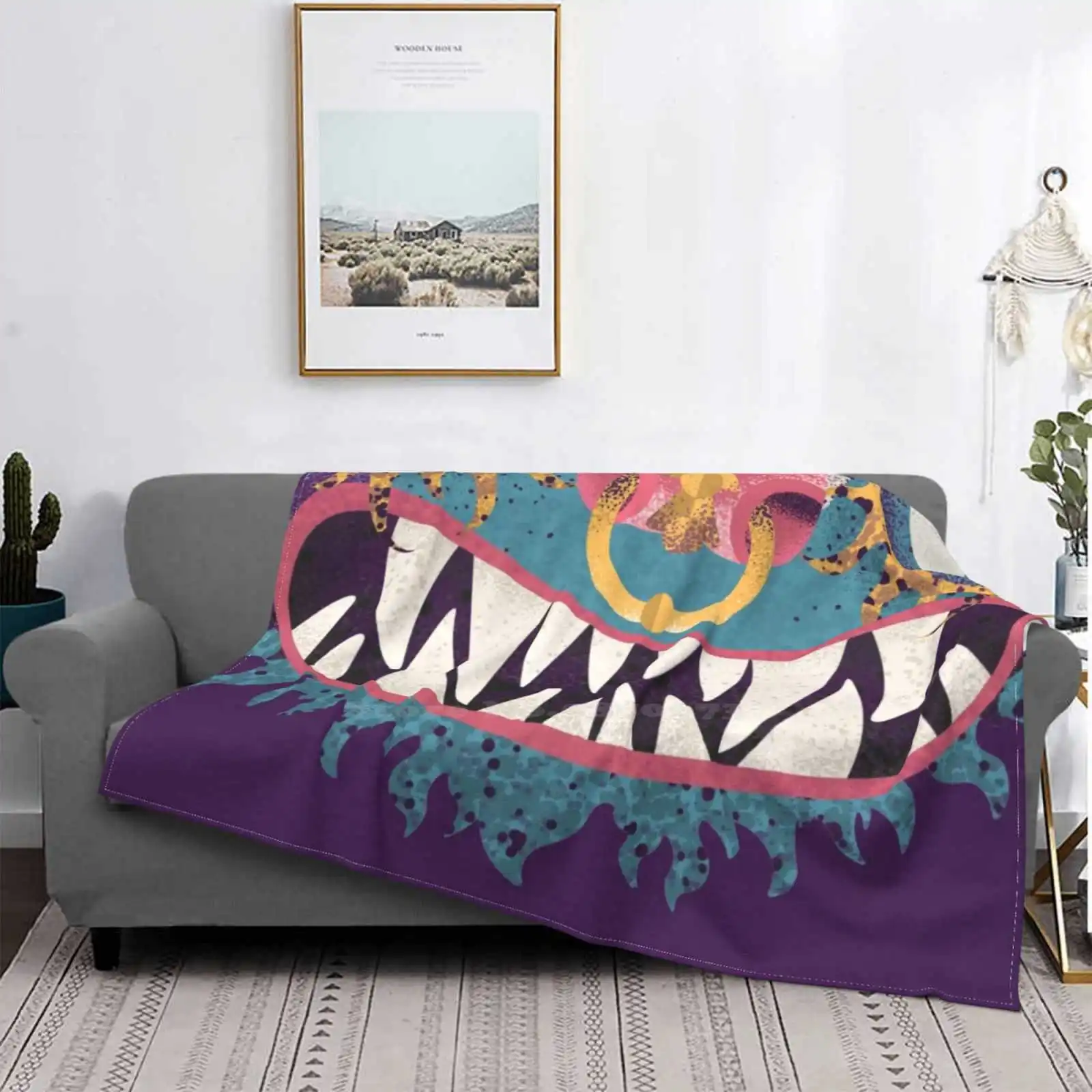 

Белое одеяло Carnival Time, дорожное портативное одеяло, диаблада, дьявол, фиолетовый карнавал, клыки рога