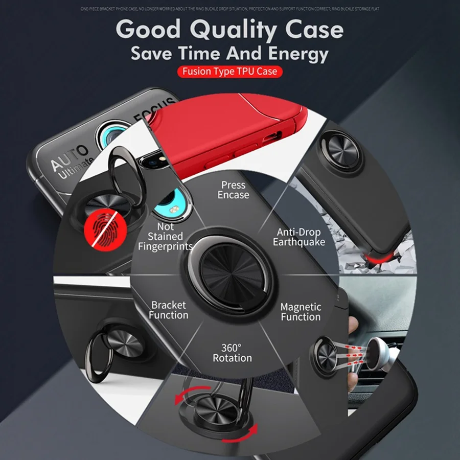 Чехол UPaitou Ring Для OPPO Reno чехол-накладка из мягкого ТПУ с подставкой для Oppo RX17 R17 Neo Pro