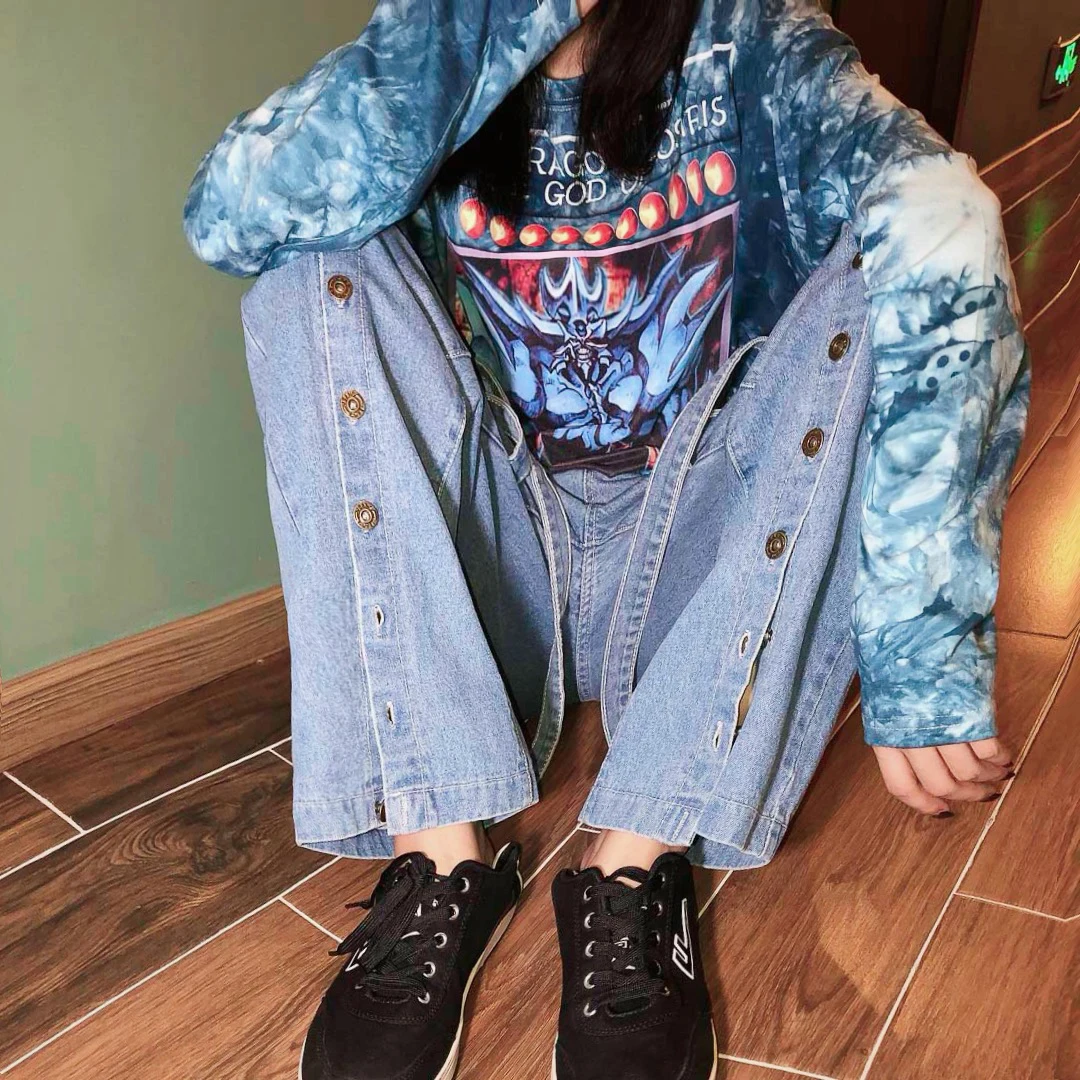 Уличные джинсы в стиле хип-хоп Новинка осени 2019 пряжка с разрезом Пряжка для