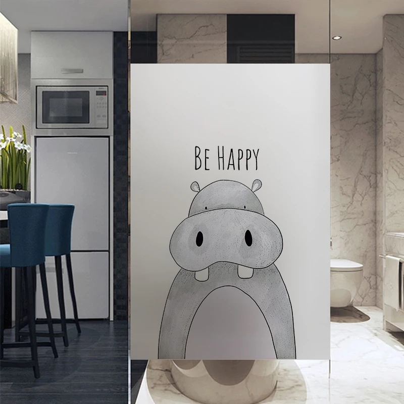 Мультяшная пленка для окон с Львом слоном оленем витражная Переводные виниловые